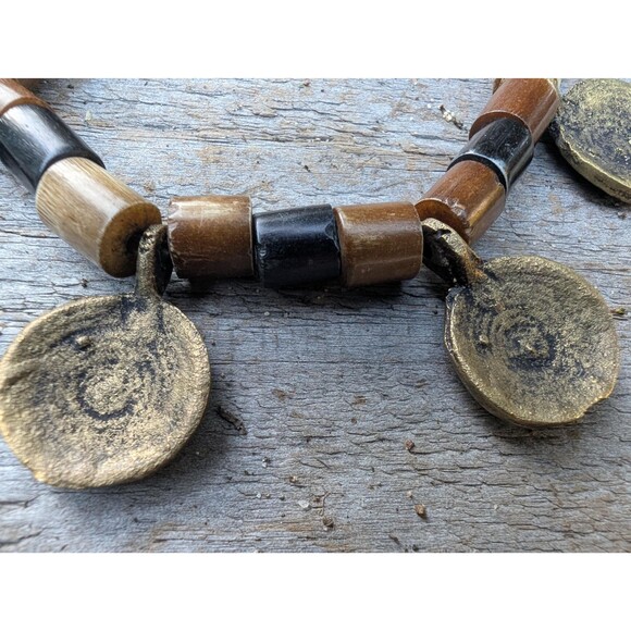 Vintage Brass Tribal Necklace: Beaded Ethnic Necklace - Picture 5 of 11